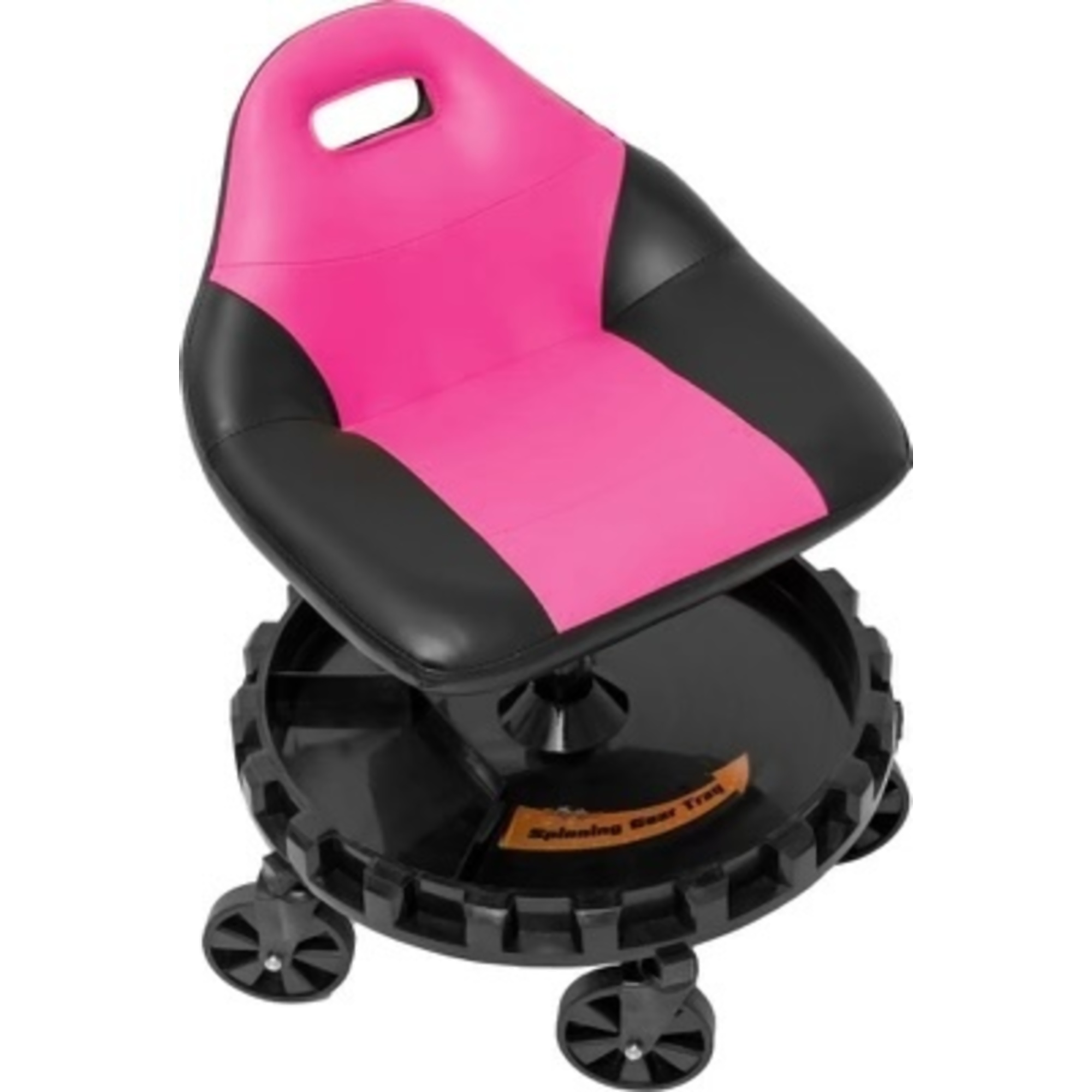 Traxion ProGear Race Seat - Pink, Comfortable for extended periods of time. Built-in handle provides one-handed carrying. Large Gear Tray spins for easy access to tools and parts. Model #2-706